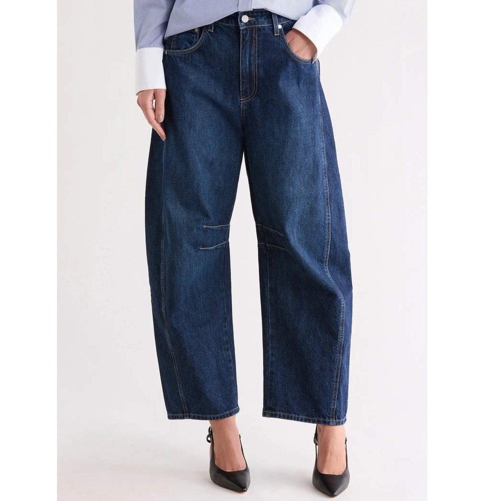 TWP Dark Wash Barrel Leg Jeans High Waist Cotton Size 28